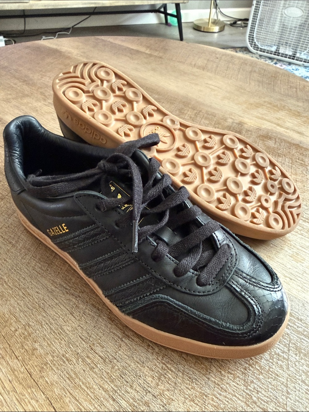 adidas Gazelle Men's Black with Gum Sole Sneakers